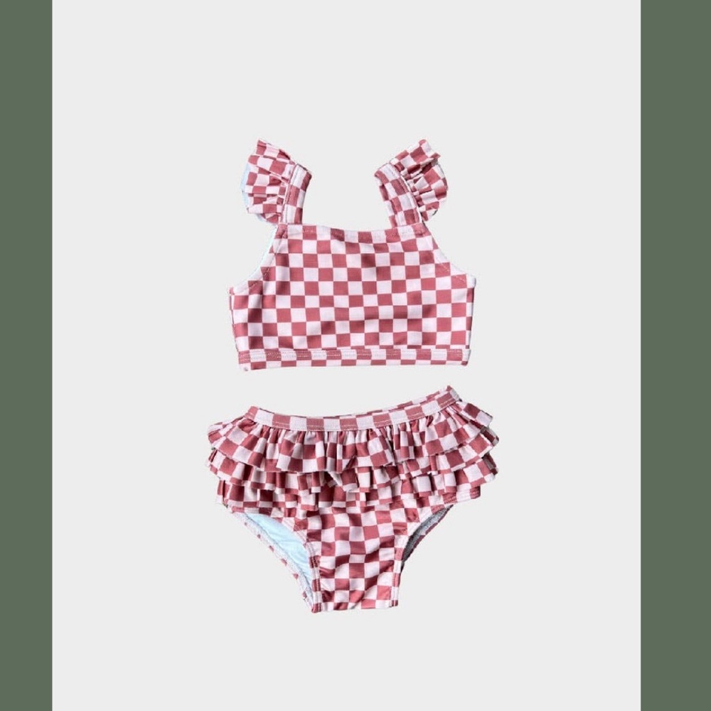 pink checkered bikini